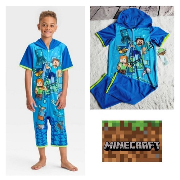 Minecraft Other - Boys' Minecraft Caves and Cliffs Pajama Romper, 3KIDN-AB